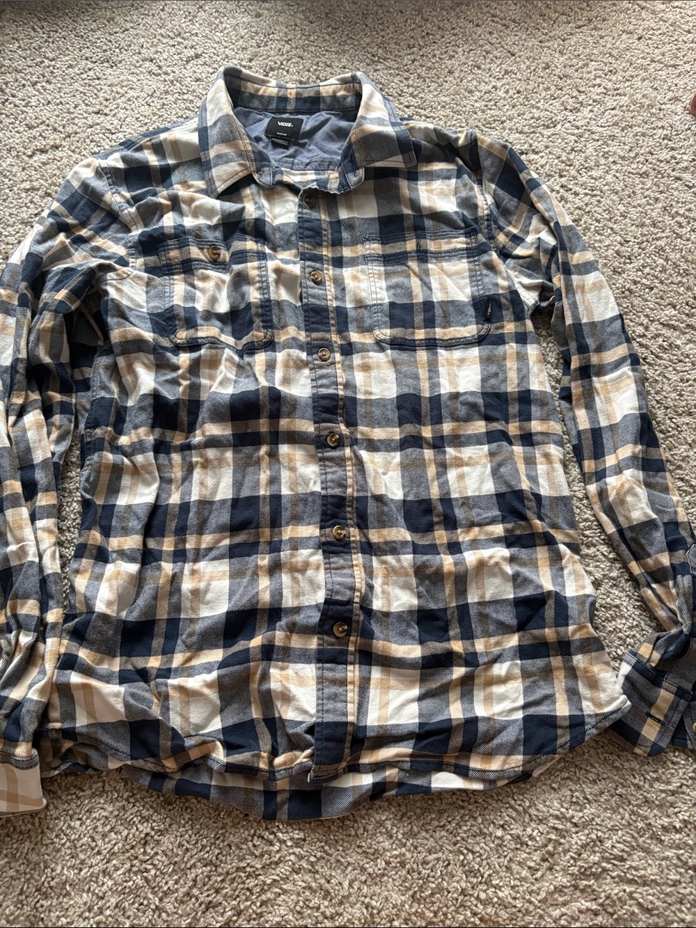 Van’s Blue and Cream Plaid Button-Up Shirt